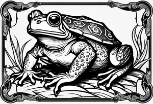toad with sword; sword s¡is pointing down(sword stuck in the ground) as if the toad was standing; no clothes tattoo idea