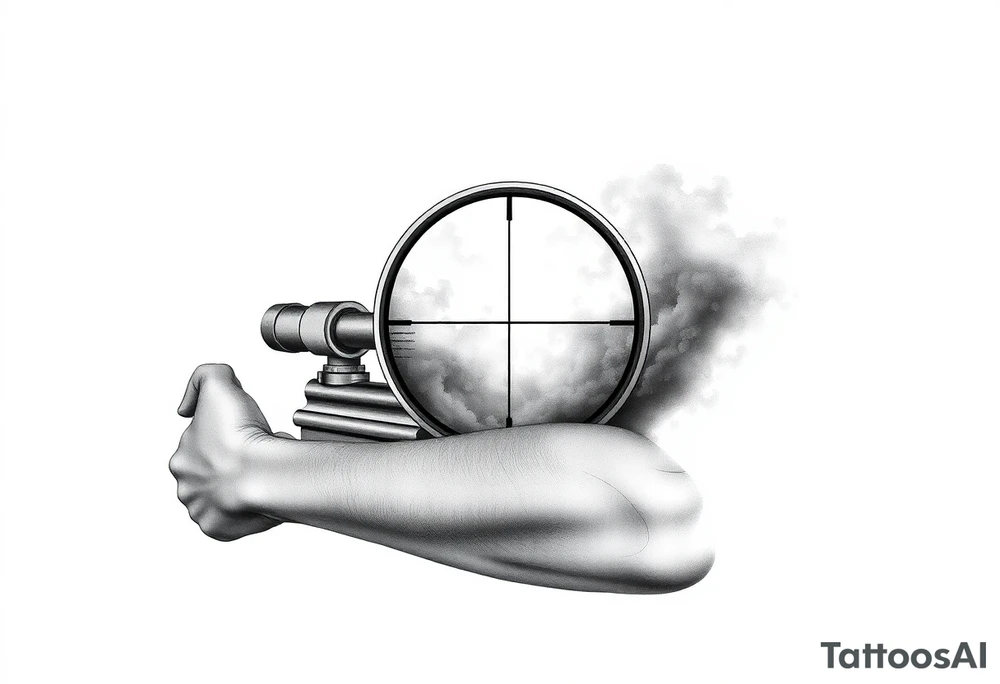 scope crosshairs with eerie fog in background tattoo idea