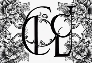 small fine line art with the letters L and C without brackground. focus is on the letters tattoo idea