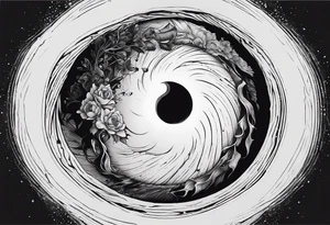 A open black hole, heart inside the hole showing unconditional love for male tattoo idea