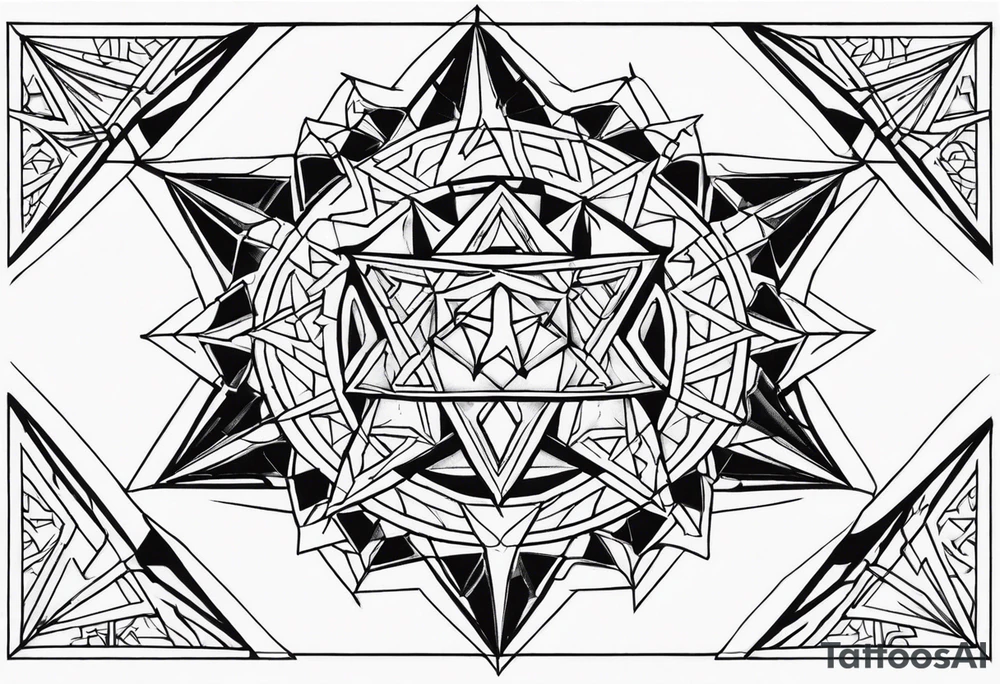 Expanding 3D pentagrams, geometric, tattoo idea