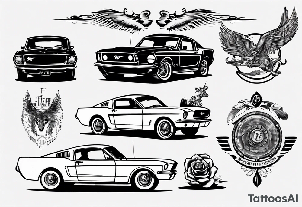 Vintage ford mustang tattoo idea