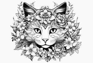 gundam cat covered in flowery vines, forearm tattoo tattoo idea