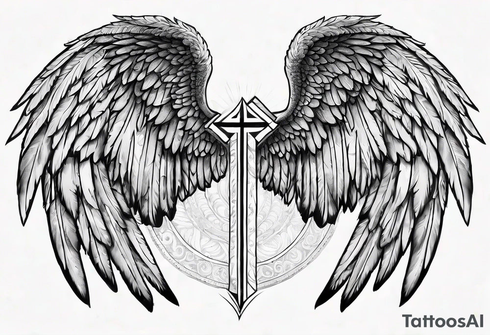 Angel Wings with the word Glenn in between tattoo idea