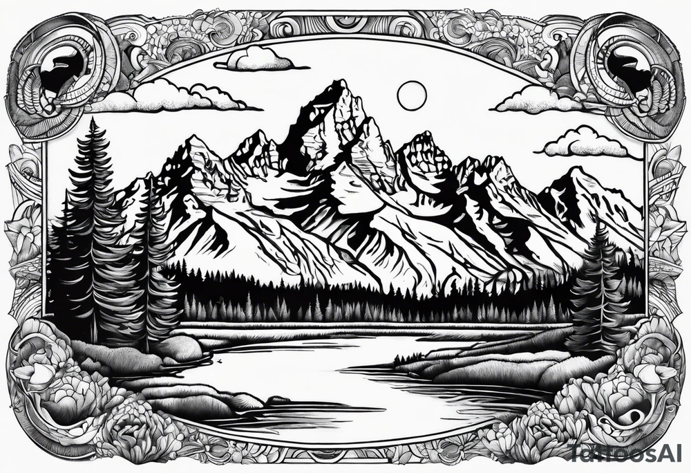 grand Tetons forearm band tattoo idea