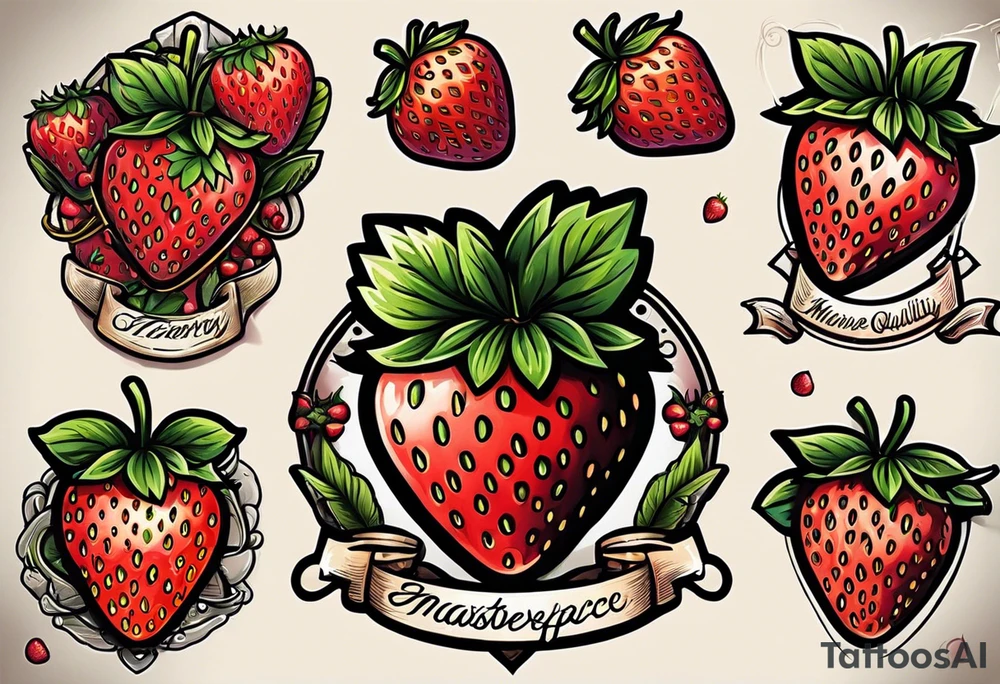 strawberry with banner tattoo idea