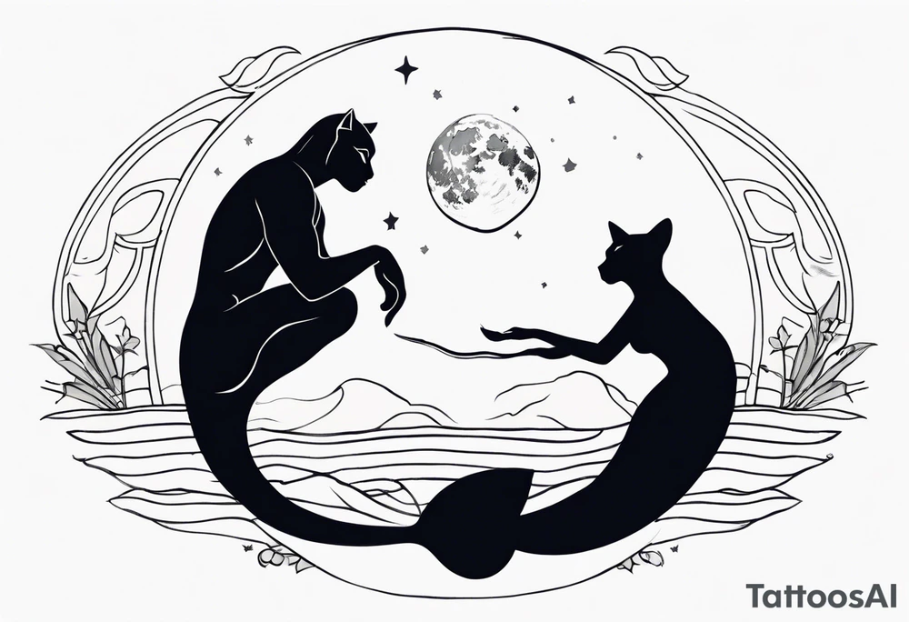 mermaid and black panther reaching for the moon tattoo idea mermaid and black panther reaching for the moon tattoo idea