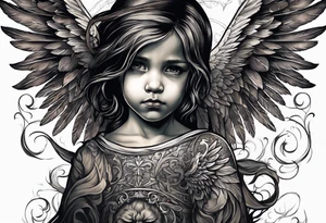 Kid looking up at angel of death tattoo idea