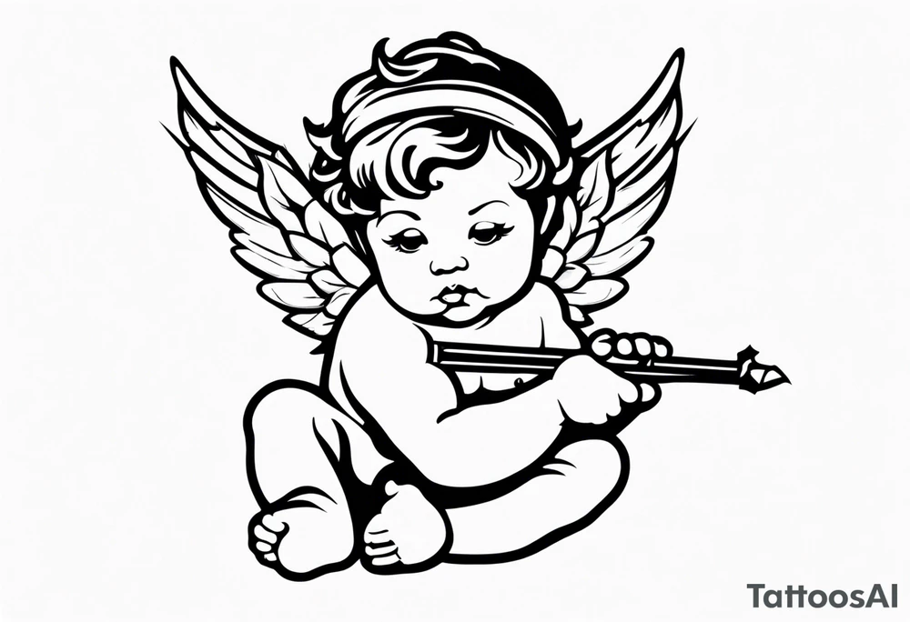 baby cupid shooting tattoo idea