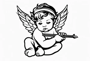 baby cupid shooting tattoo idea