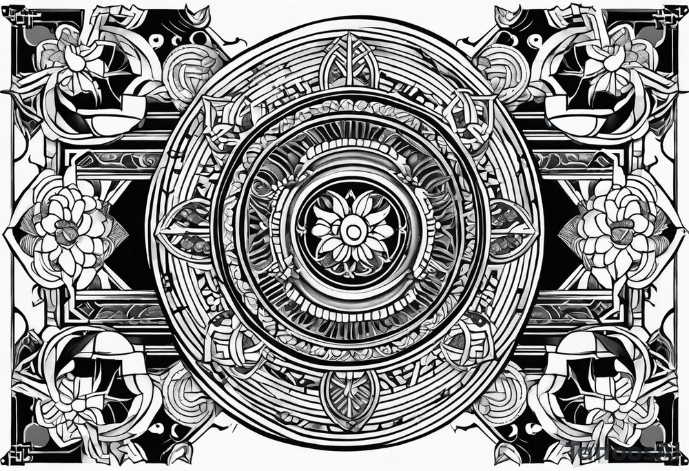 Japanese geometric patterns for back piece tattoo idea