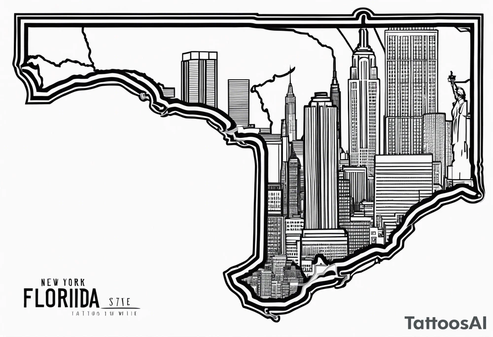 new york state outline and florida outline tattoo idea