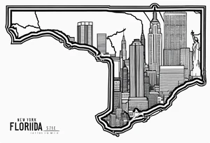 new york state outline and florida outline tattoo idea