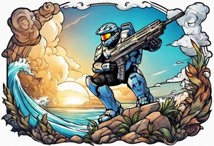 Halo 3 Marine reaching for the sky tattoo idea tattoo idea
