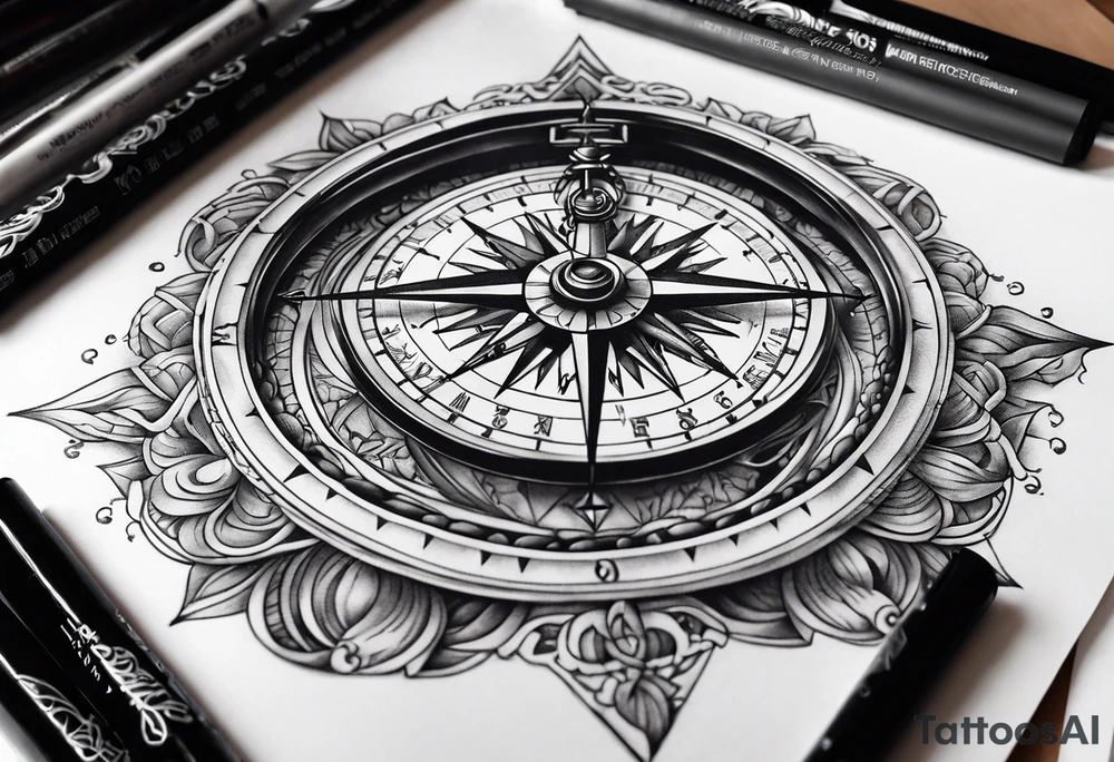 sleeve time compass god tattoo idea