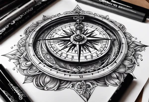 sleeve time compass god tattoo idea