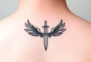 Laurel crown with a sword and wings tattoo idea