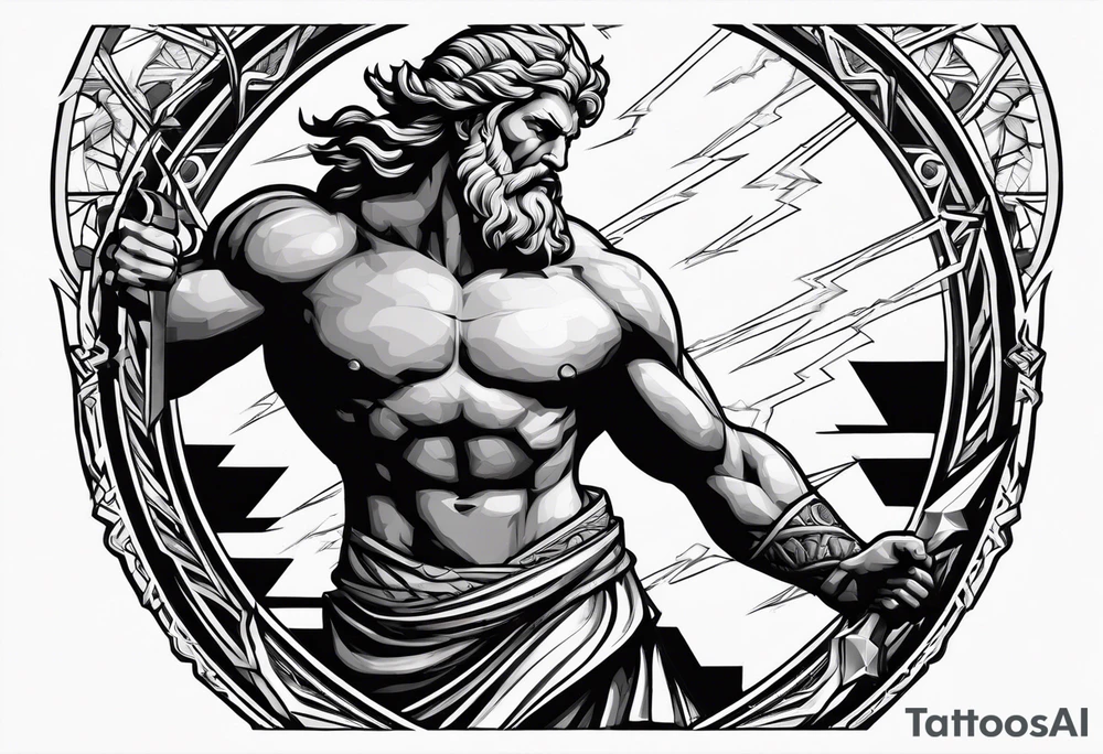zeus striking down with lightning tattoo idea