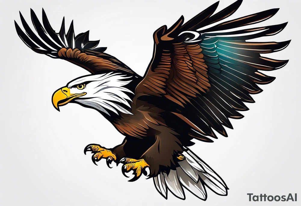 eagle side view flying tattoo idea