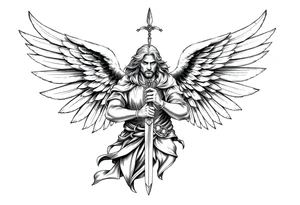 Holy Archangel, Biblical, Christianity, Archangel Michael, Hebrew, Guards of Christianity, Holding a sword, having six wings, seraphim tattoo idea