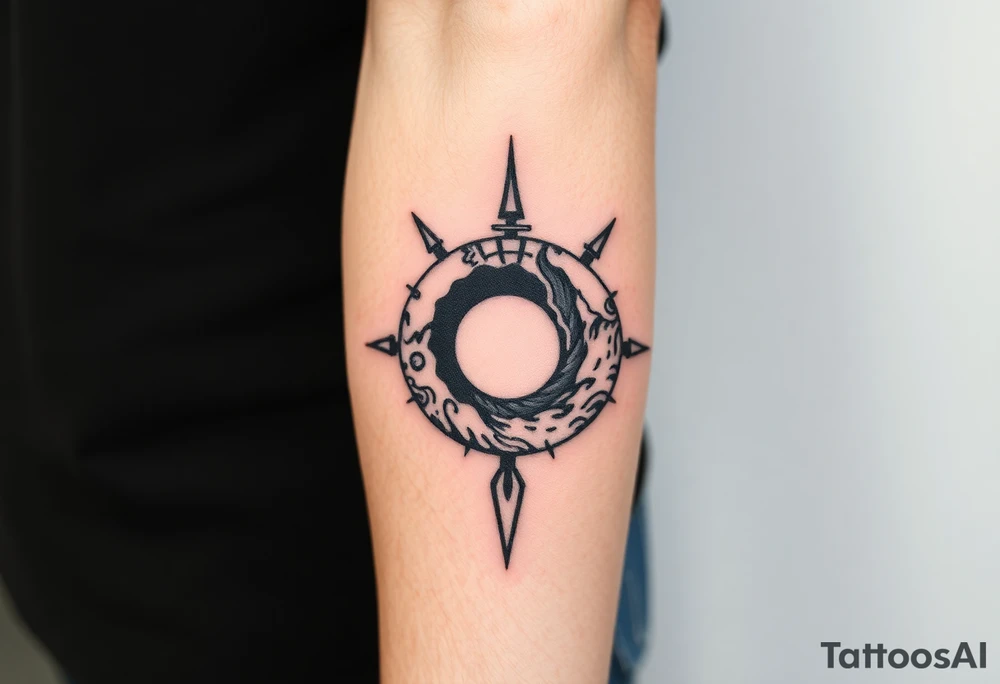 2 different worlds on both sides of a black hole tattoo idea