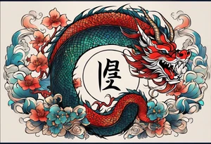I want to the 12 Chinese zodiac animals in such a way that they give out the shape of the dragon.
It would start with a dragon and end with a snake. tattoo idea