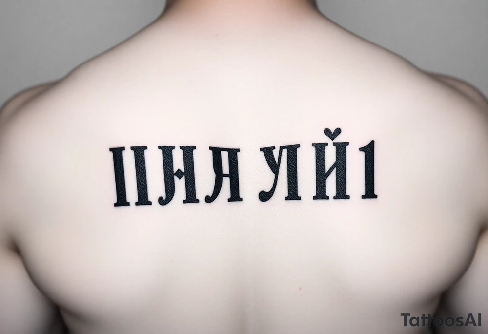 "Prison-style tattoo with text 'ПРАВИЛА НЕТ' in bold Cyrillic letters, but each letter is made of:  
- Binary code (0 and 1)  
- Micro-quotes from 'Generation P' (0.3mm font)  

Style: Faded jailhouse ink, uneven lines. Placement: Ribs. Black/blue ink only." tattoo idea