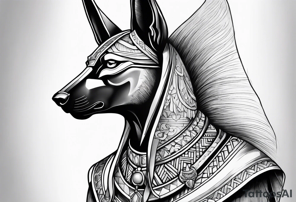 Realistic anubis tattoo idea