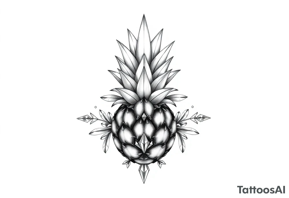 , pineapple, crown, diamonds, vagina, anus tattoo idea