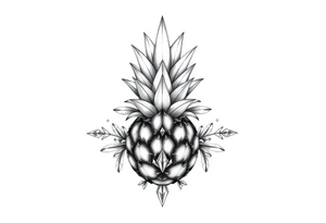 , pineapple, crown, diamonds, vagina, anus tattoo idea