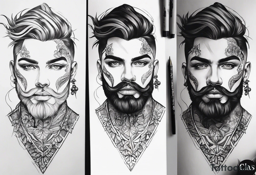 треска,белый медведь,северное сияние tattoo idea