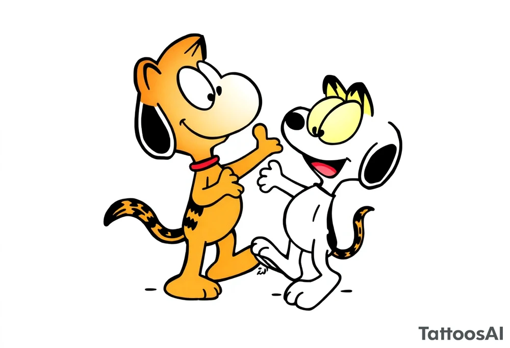 snoopy in a battle with Garfield tattoo idea