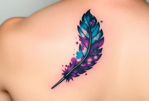 Feather with blues and purple tattoo idea