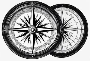 old simple pocket compass opened with both halves showing tattoo idea