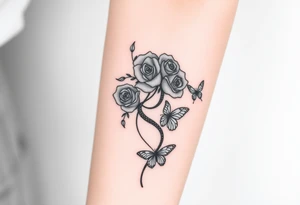 Joker tattoo with roses and a snake through the roses and money butterfly’s with filler ink tattoo idea