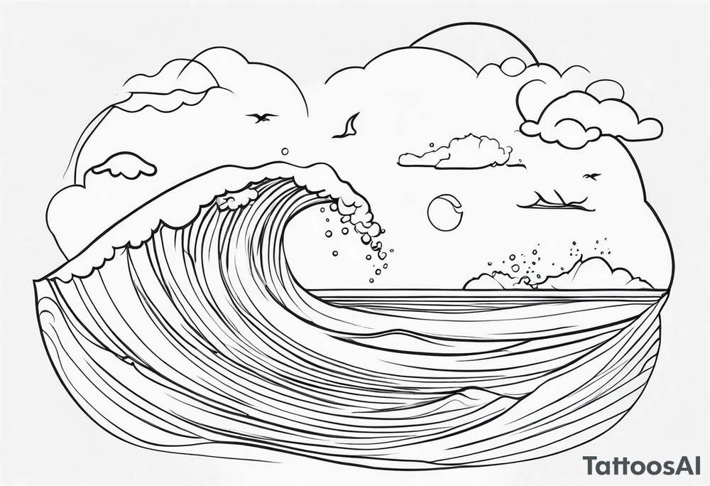 One line ocean tattoo idea
