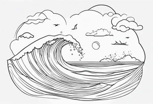 One line ocean tattoo idea