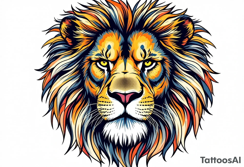 powerful majestic lion, close-up tattoo idea