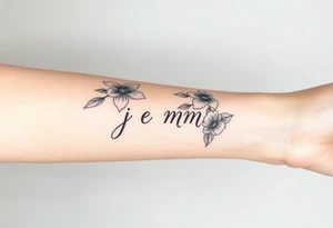 flowers with the initials j e m m tattoo idea