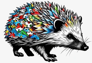 Autism Awareness Hedgehog puzzle piece tattoo idea