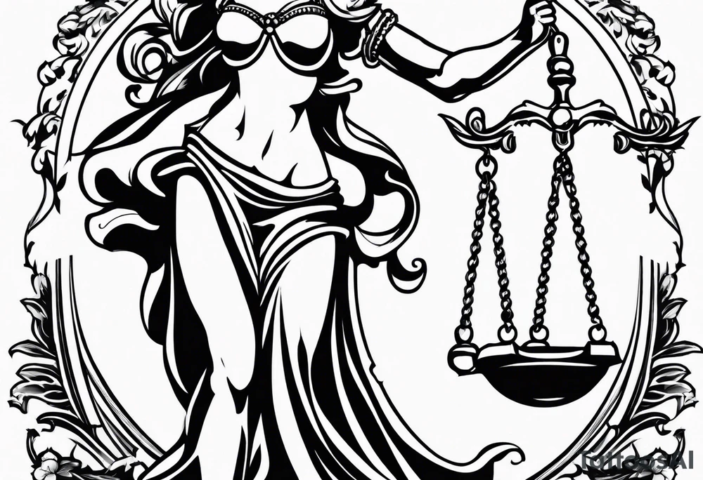 lady justice A5 size tattoo idea