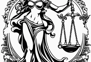 lady justice A5 size tattoo idea
