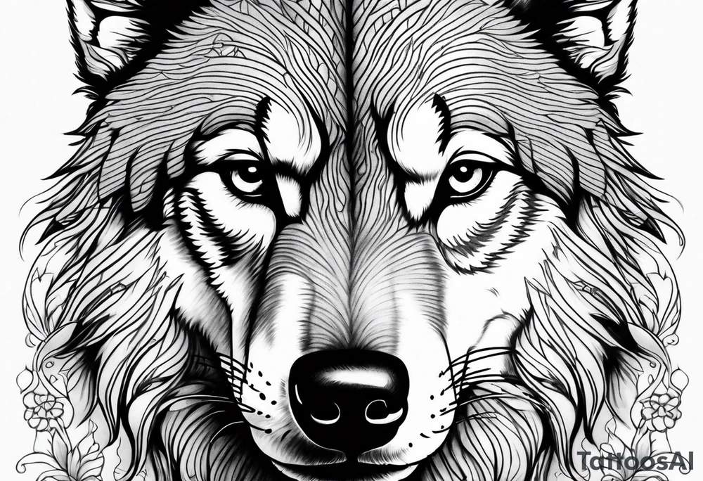 Wolf face toddle face tattoo idea