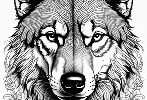 Wolf face toddle face tattoo idea
