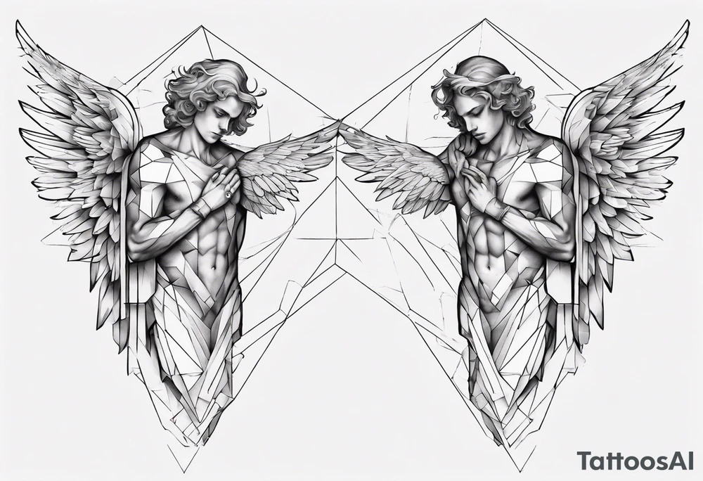 Two angels as brothers portrayed as geometric code tattoo idea Two angels as brothers portrayed as geometric code tattoo idea