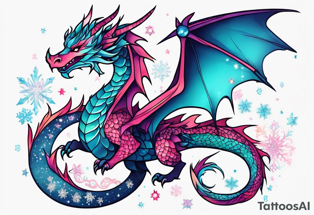 Constellation, dragon kawaii young ,snowflake tattoo idea