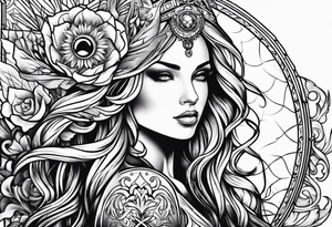 Protective shield with a sun and blond hair tattoo idea