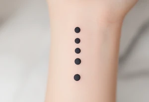 Three charcoal black dots forming a vertical ellipsis. tattoo idea