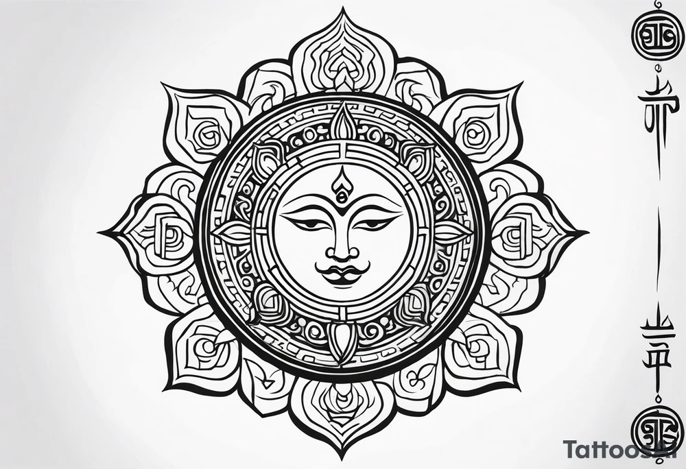 Green Tara mantra in Tibetan calligraphy tattoo idea