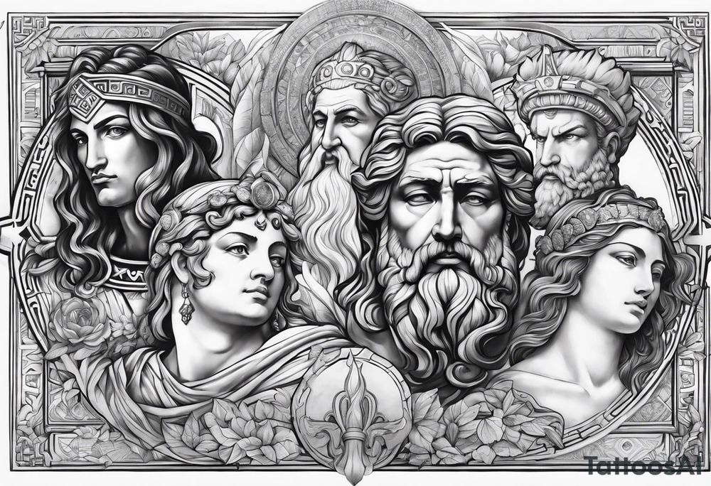religious theme with some greek gods tattoo idea